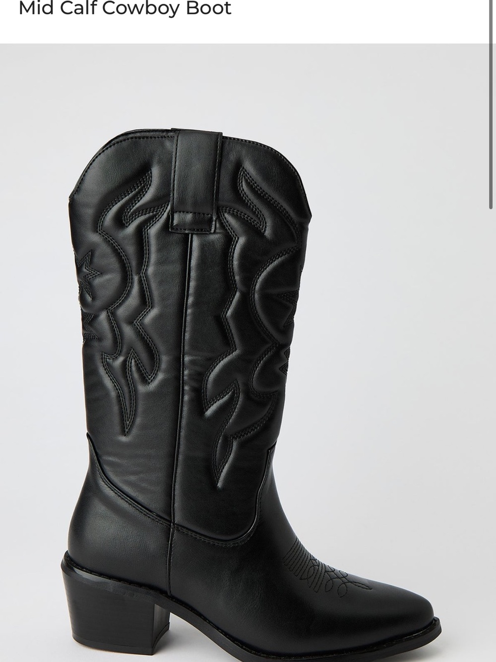 Black Mid-Calf Cowboy Boot - Women's Western Style